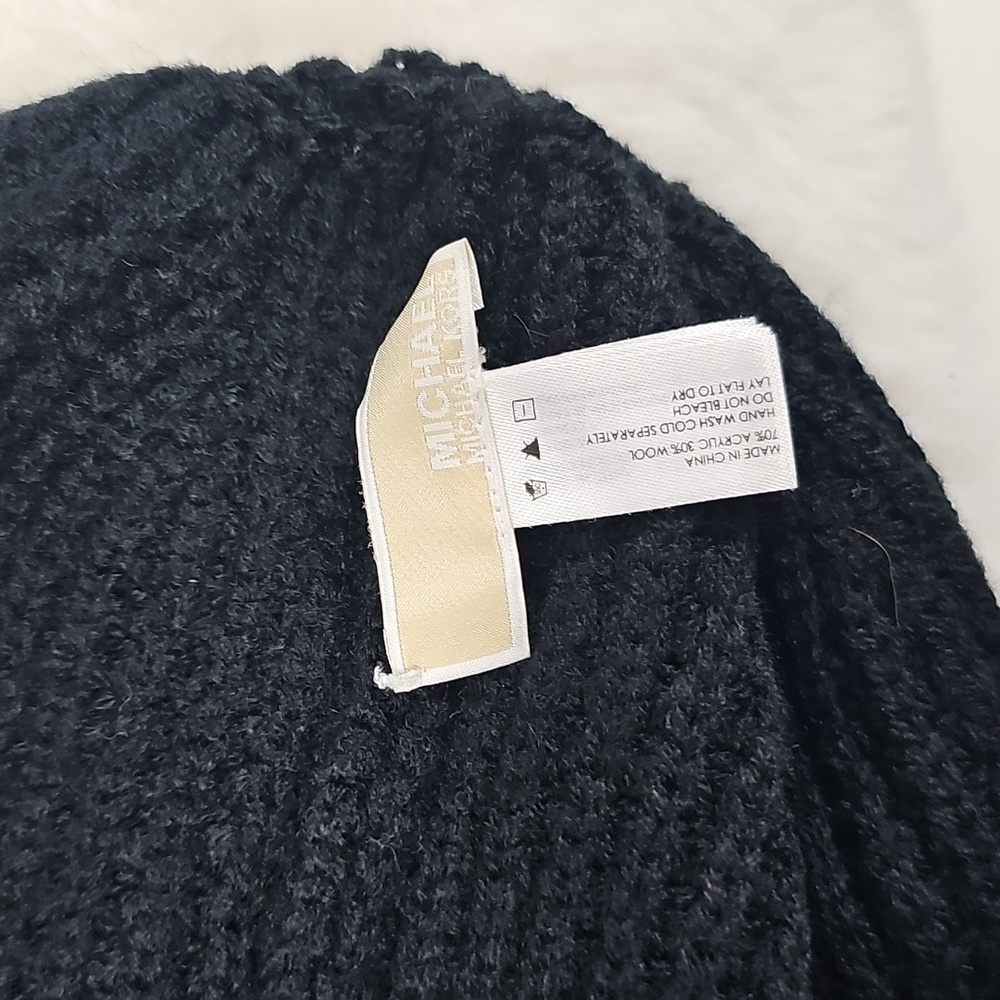 Michael Kors Black Knit Beanie Hat View 5